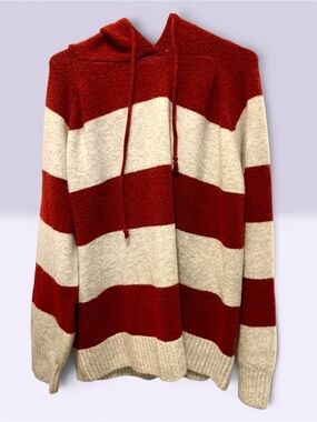 Super comfortable Striped Red & Cream Hooded Sweater size 3XL